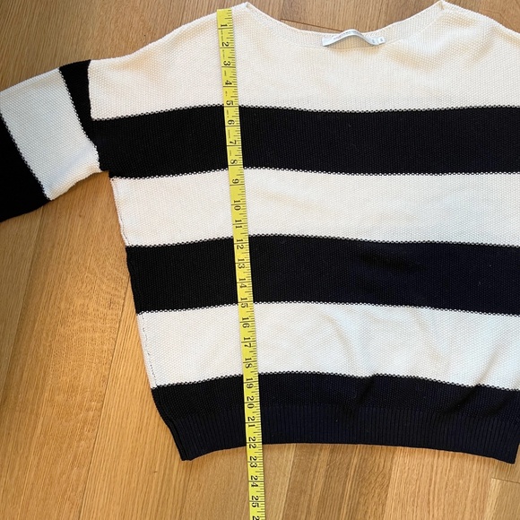 Simons Contemporaine Black & White Striped Cotton Sweater - Picture 8 of 8